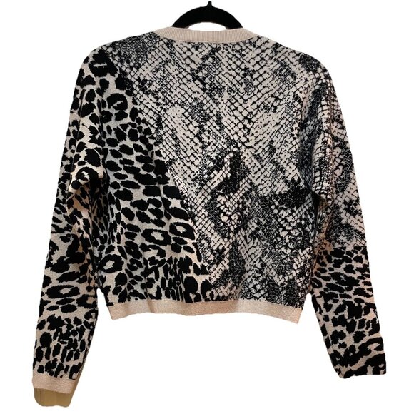 GUESS Tan & Black Tamelia Animal-Print Cropped Sweater Sz S - Picture 9 of 9